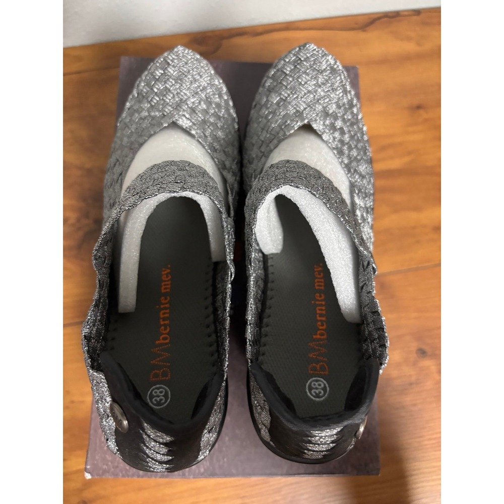 Bernie Mev Fresh Lulia Pewter Woven Wedge Pumps Size 38 US 7.5-8 - Picture 5 of 7